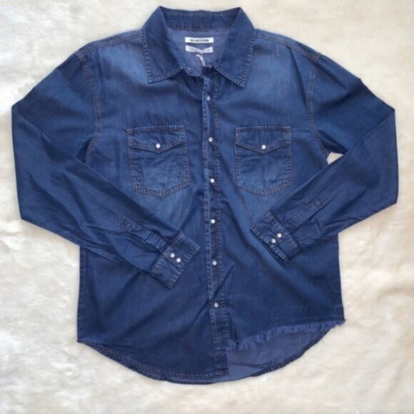 Free People One Teaspoon Denim Button Down Shirt Chambray Dark wash Size XS - Picture 8 of 16